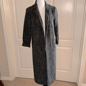 H&M Long Textured Gray Open Front Trench Coat